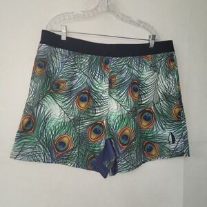 Tachuntfish Athletic Shorts Peacock Feather Print Mens 5X - 42"-44"‎ Waist